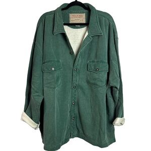 Abercrombie & Fitch Green Fleece-Lined Button-Up Shirt Jacket – XL